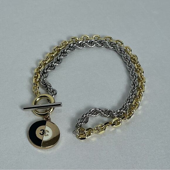 Chanel Two Tone Gold and Silver Chain Necklace Pendant - Picture 3 of 7